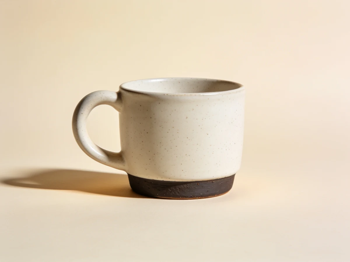Speckle Low Mug — Ivory / clay